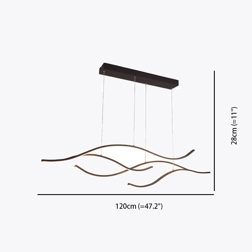 Minimalist Metal Linear Kitchen Island Chandelier Pendant Light, Black/Gold