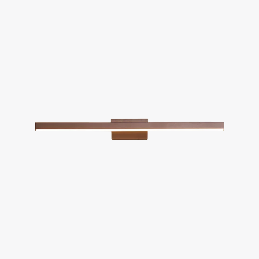 Minimalist Metal Strip Bathroom Mirror Front Wall Lamp, Brown, Trichromatic Light