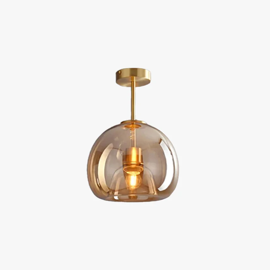 Modern Pure Cooper And Glass Bubble Bedroom Ceiling Light, Black/Gold