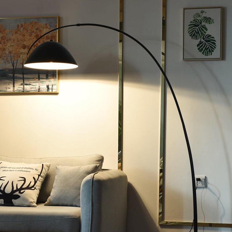 Minimalist Metal Curved Living Room Floor Lamp, Black