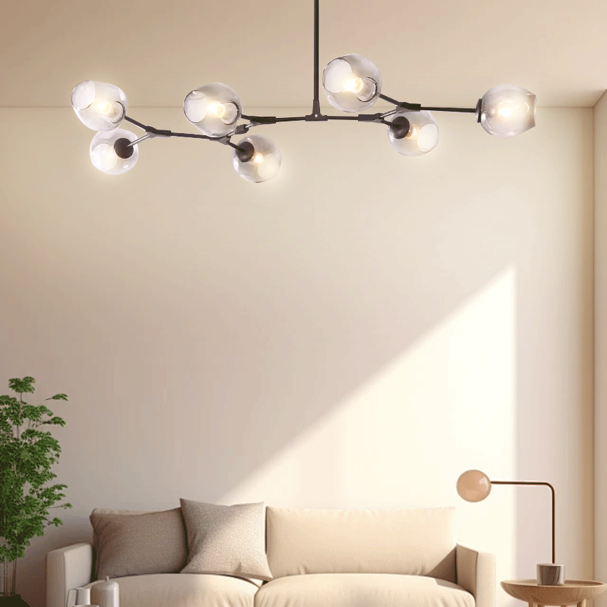 Modern Metal And Glass Bubble Bedroom Pendant Light, 6 Color