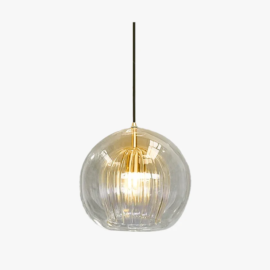 Classical Metal And Glass Bubble Bedroom Pendant Light, Amber/Clear, Trichromatic Light