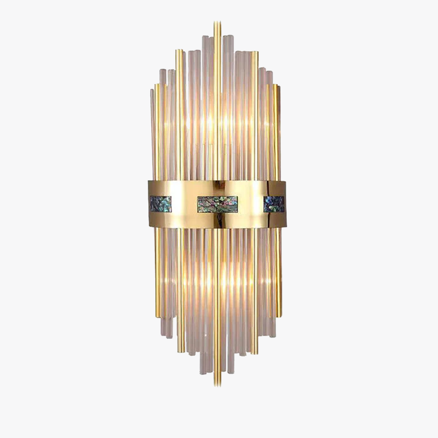 Art Deco Acrylic And Metal Cylindrical Bedroom Wall Lamp, Gold