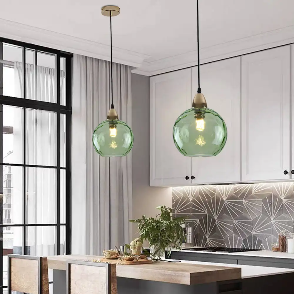 Modern Metal And Glass Bubble Kitchen Island Pendant Light, 10 Color