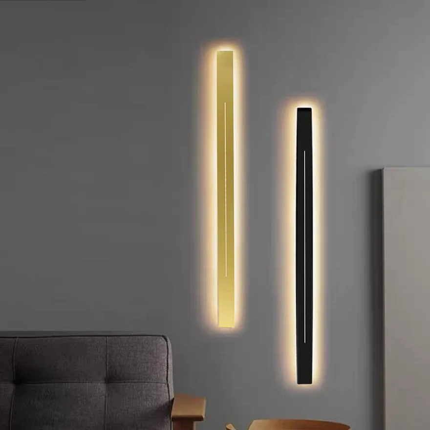 Minimalist Metal And Acrylic Rectangular Indoor Wall Lamp, Black/Gold