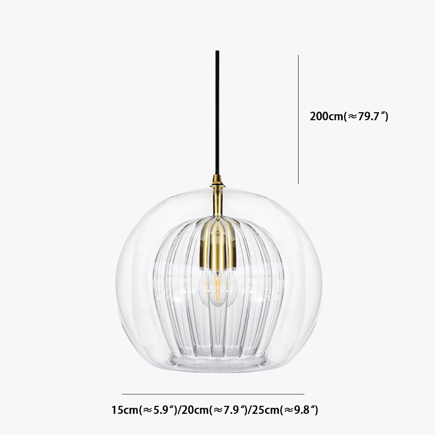 Classical Metal And Glass Bubble Bedroom Pendant Light, Amber/Clear, Trichromatic Light