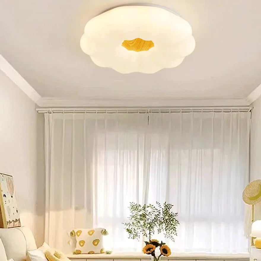 Designer Wooden And Acrylic Cloudy Living Room Ceiling Light, White