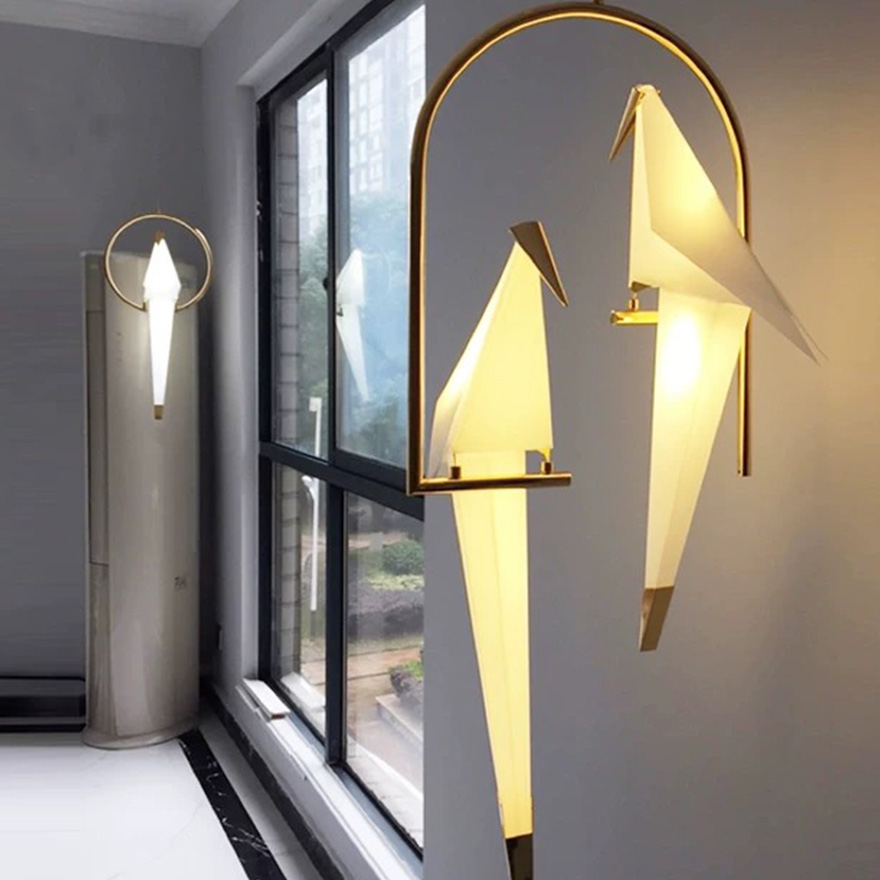 Modern  Metal And Glass Bird Kitchen Island Pendant Light, Gold