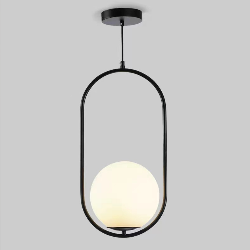 Minimalist Metal And Acrylic Globular Study Room Pendant Light, Black/Gold