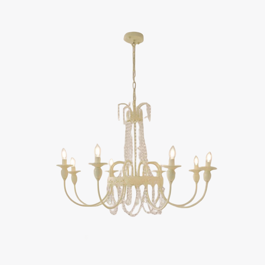 Royal Metal And Glass Candle Chandelier Pendant Light, White