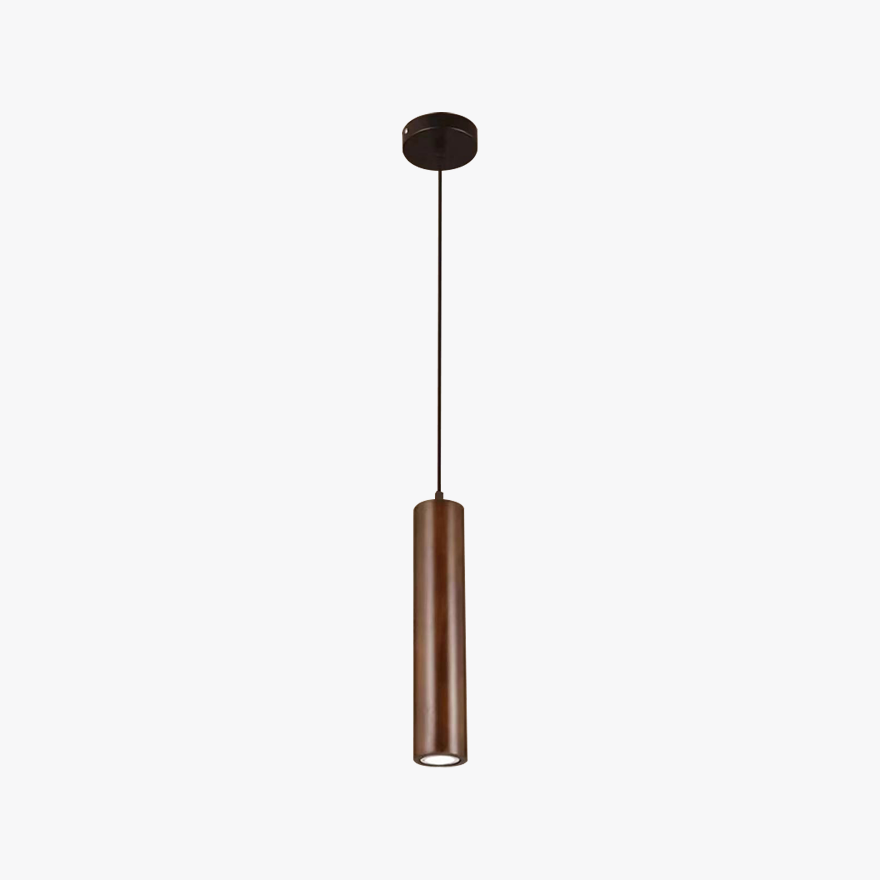 Minimalist Wooden And Acrylic Cylindrical Dining Room Pendant Light, Brown/Yellow