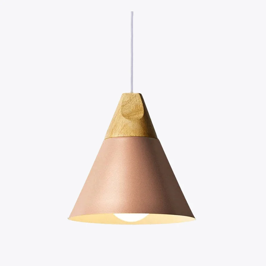 Morandi Metal And Wooden Geometric Kitchen Pendant Light, 6 Color