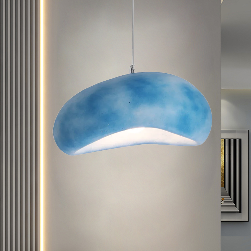 Designer Resin And Acrylic Bread Shape Dining Room Pendant Light, Blue/Grey/White/Burlywood