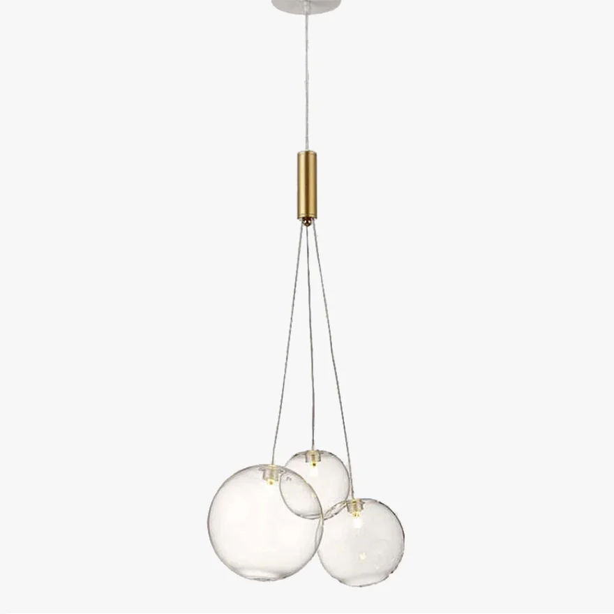 Designer Metal And Glass Bubble Dining Room Ceiling Light, Gold