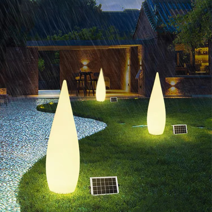 Designer Acrylic Waterdrop Outdoor Path Light, White, Trichromatic Light