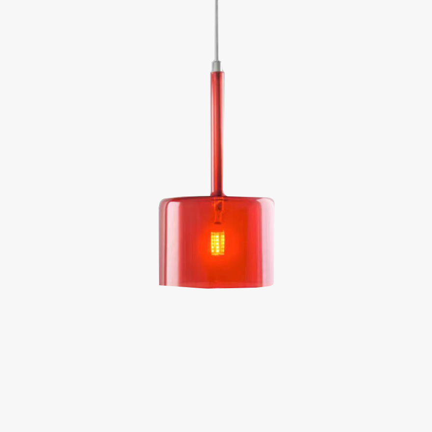 Classical Glass Cylindrical Dining Room  Pendant Light, Clear/Grey/Orange/Red