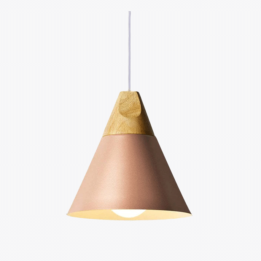 Morandi Metal And Wooden Geometric Kitchen Pendant Light, 6 Color