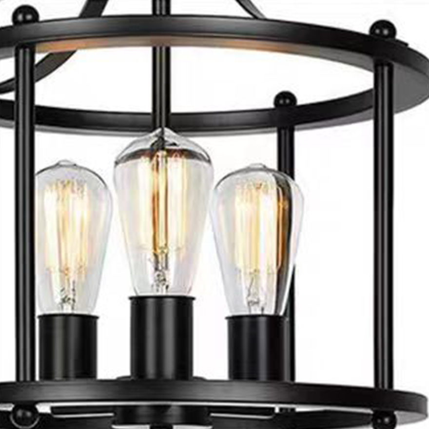 Industrial Metal Lantern Dining Room Ceiling Light, Black