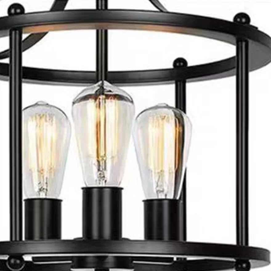 Industrial Metal Lantern Dining Room Ceiling Light, Black