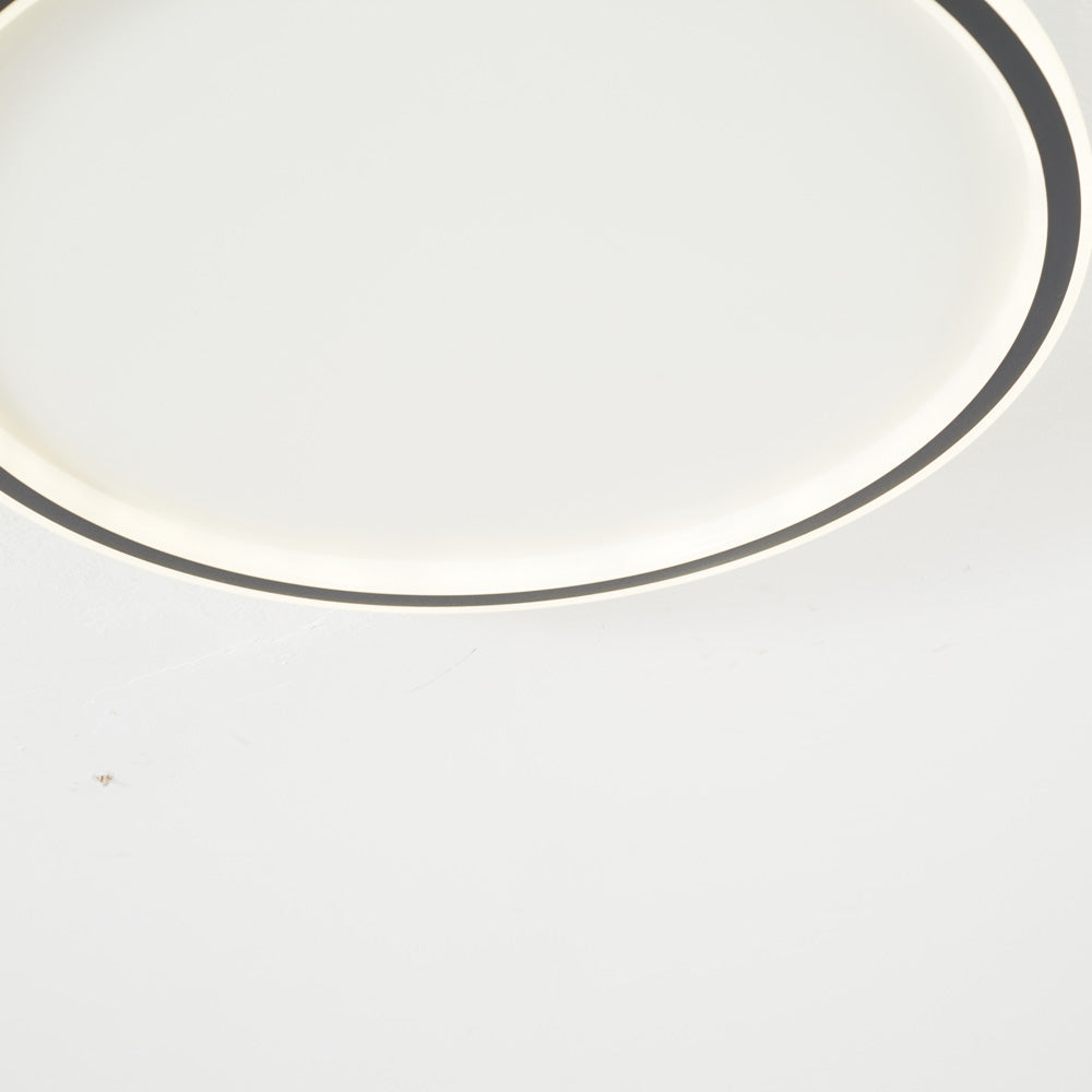 Modern Metal And Acrylic Round Living Room Ceiling Light, Black/White, Trichromatic Light