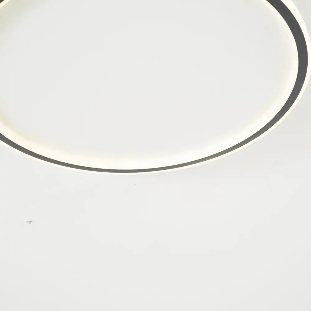 Modern Metal And Acrylic Round Living Room Ceiling Light, Black/White, Trichromatic Light