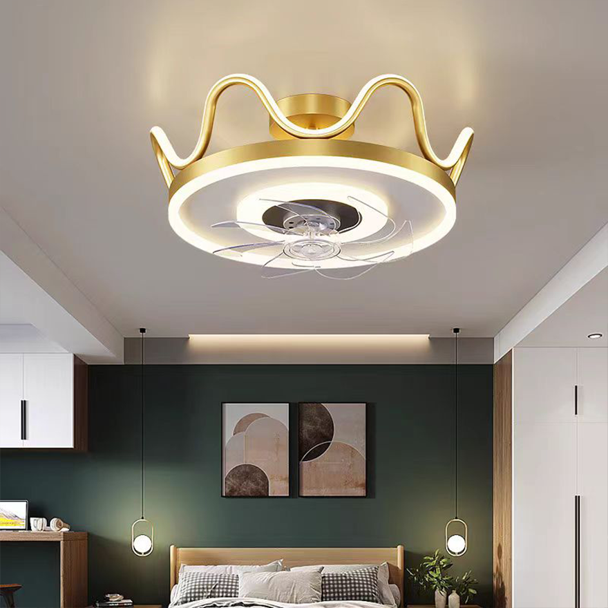 Modern Metal And Acrylic Circle  Crown Dining Room Ceiling Light, Black/Gold