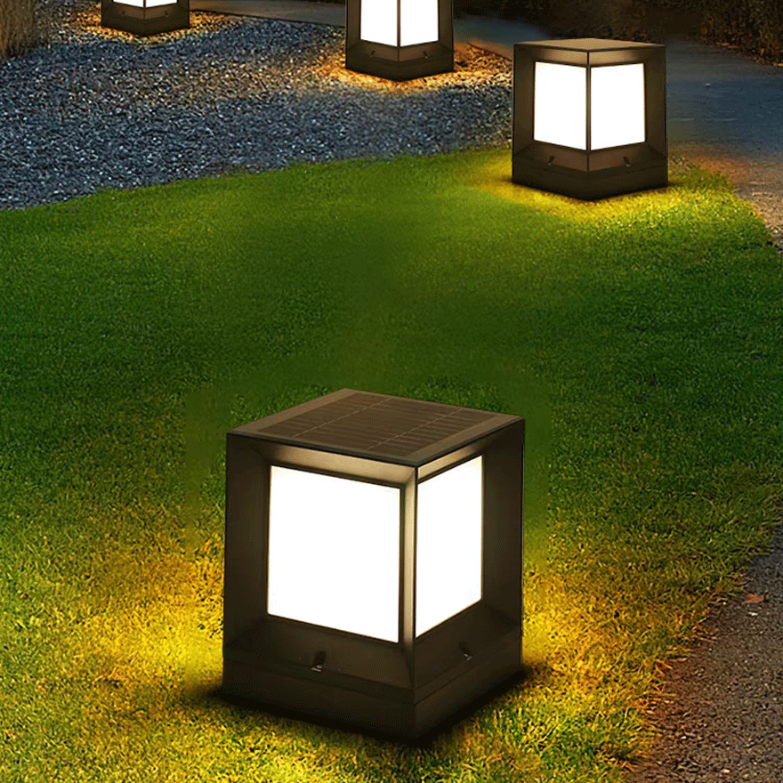 Minimalist Metal And Acrylic Rectangular Outdoor Pillar Light, Black