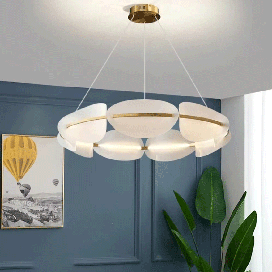 Designer Metal And Acrylic Ring Children's Room Pendant Light, White