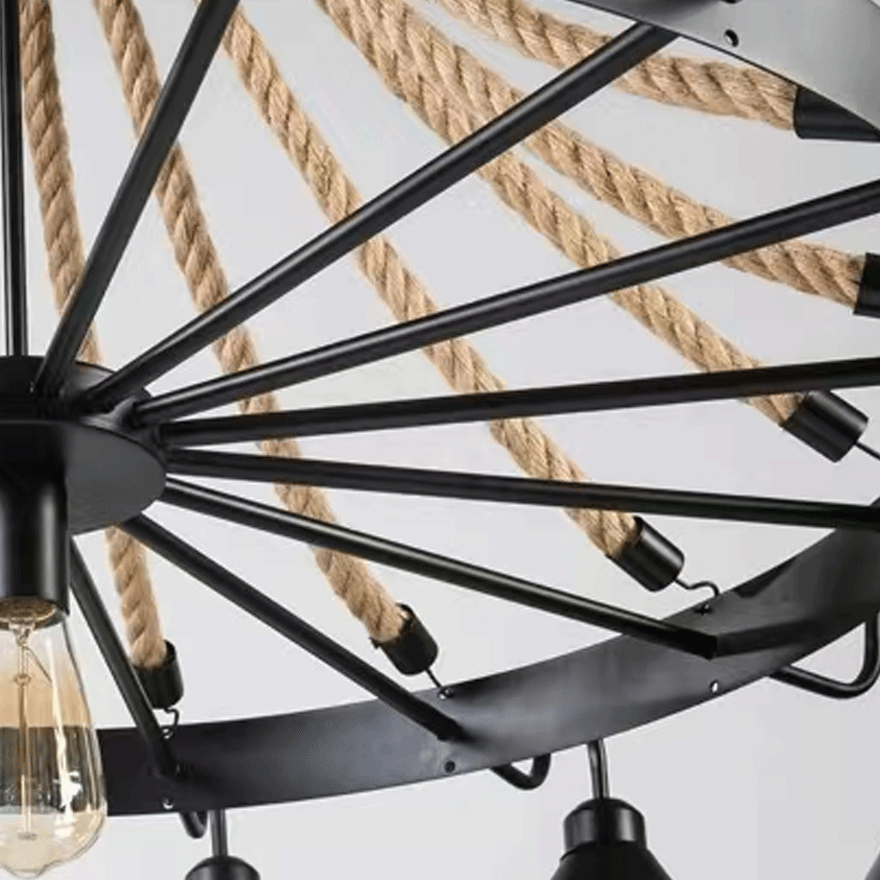 Vintage Metal Ring Living Room Pendant Light, Black