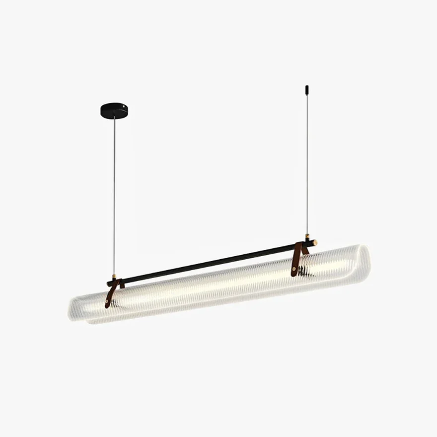 Modern Metal And Acrylic Strip Study Room Pendant Light, Black/Gold, Trichromatic Light