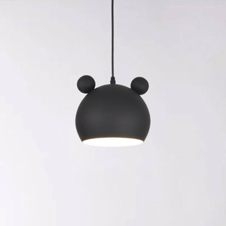 Morandi Metal Mouse Head Children's Room Pendant Light, Black/Green/Grey/Pink/White