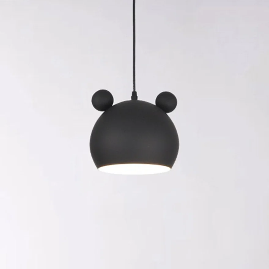 Morandi Metal Mouse Head Children's Room Pendant Light, Black/Green/Grey/Pink/White