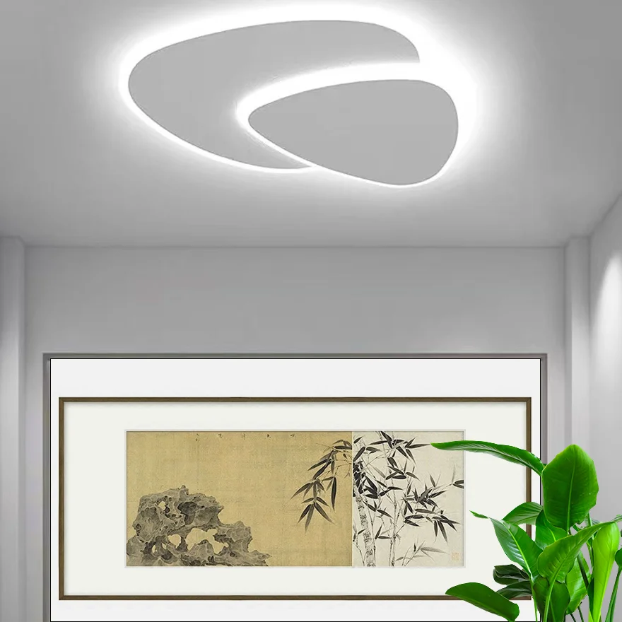 Designer Metal And Acrylic Cloudy Bedroom Ceiling Light, White, Trichromatic Light