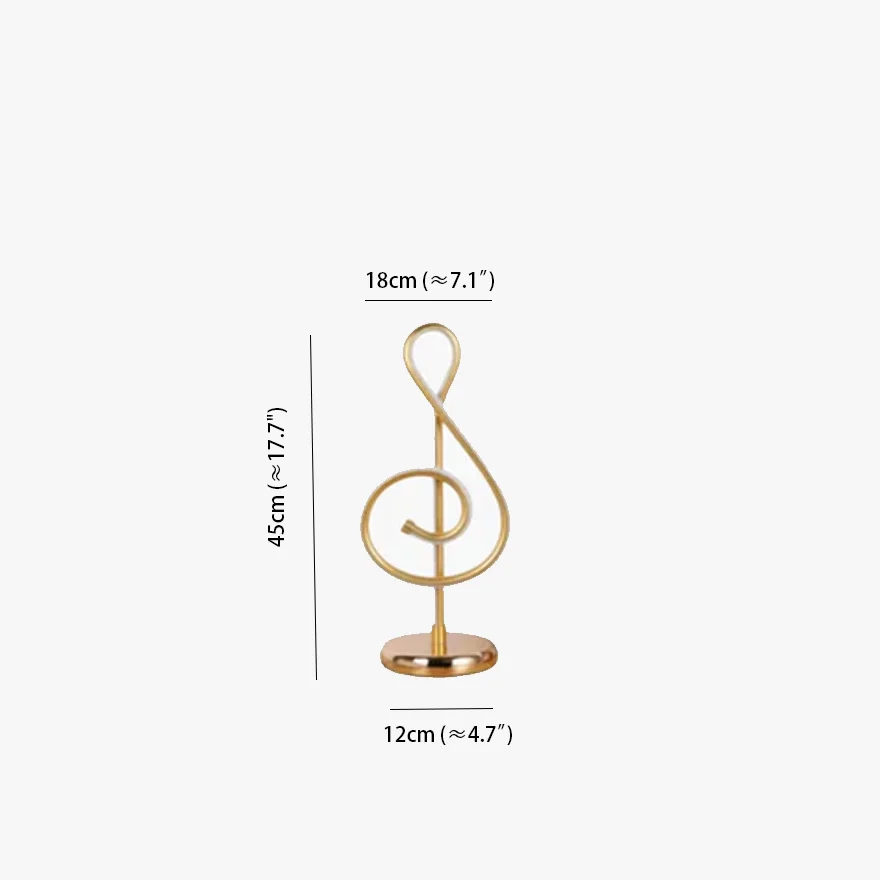 Designer Metal Musical Note Bedroom Table Lamp, Gold | Liiffy