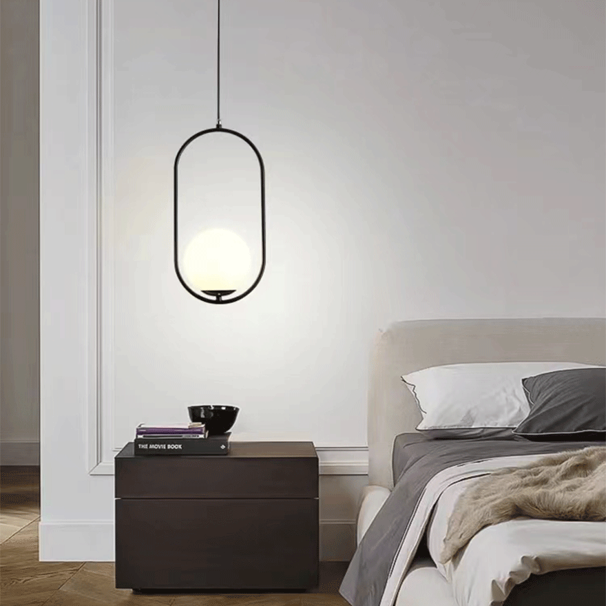 Modern Metal And Acylic Glass Ball Living Room Pendant Light, Black/Gold