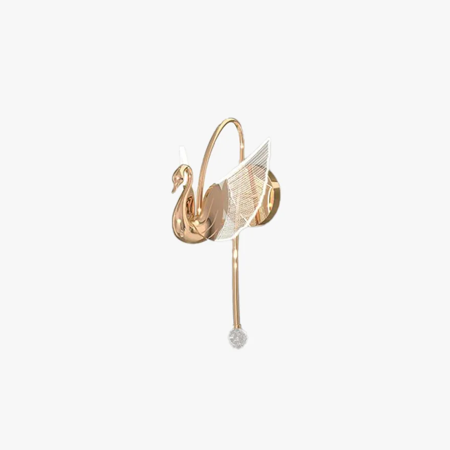 Decorative Metal And Acrylic Swan Indoor Wall Lamp, Gold/Rose gold, Trichromatic Light