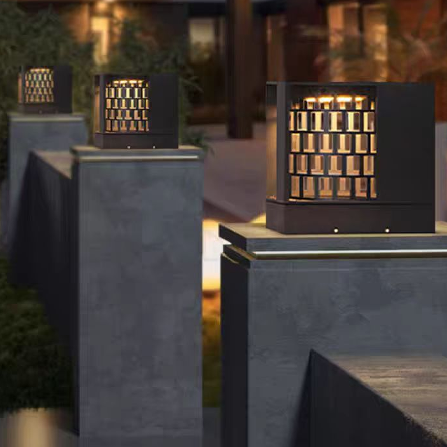 Designer Metala And Acrylic Geometric Outdoor Light, Black