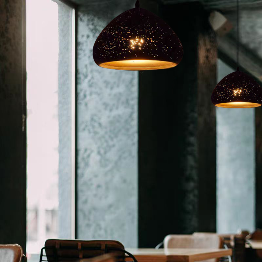 Unusual Metal Geometric Living Room Pendant Light, Black-Gold