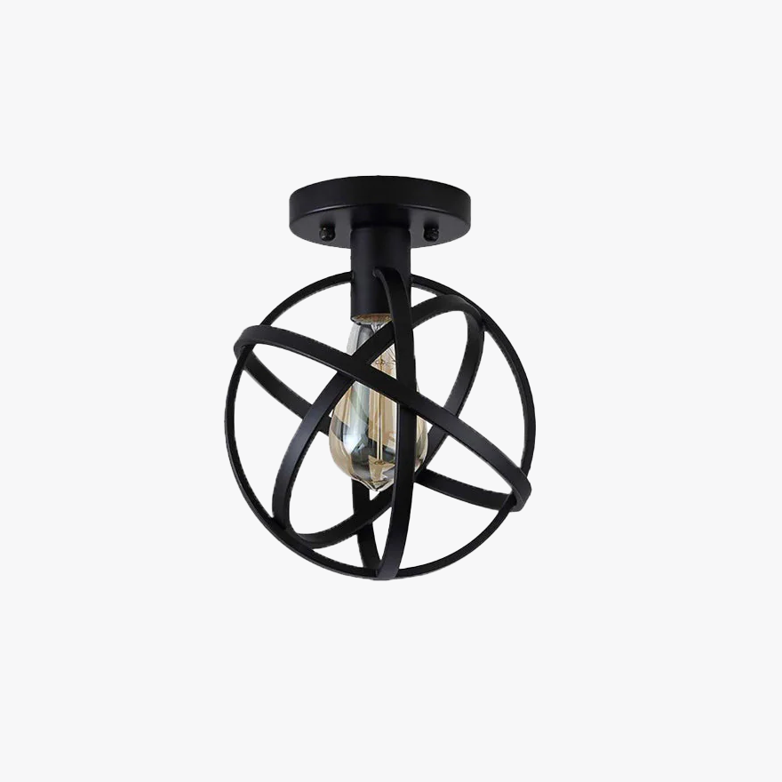 Retro Metal Ring Balcony Ceiling Light, Black