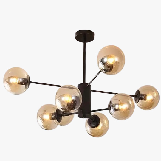 Modern Metal And Glass Bubble Dining Room Pendant Light, Black/Gold