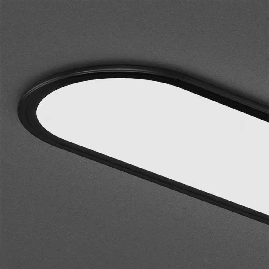 Minimalist Metal And Acrylic Elliptical Study Room Ceiling Light, Black/White, Trichromatic Light