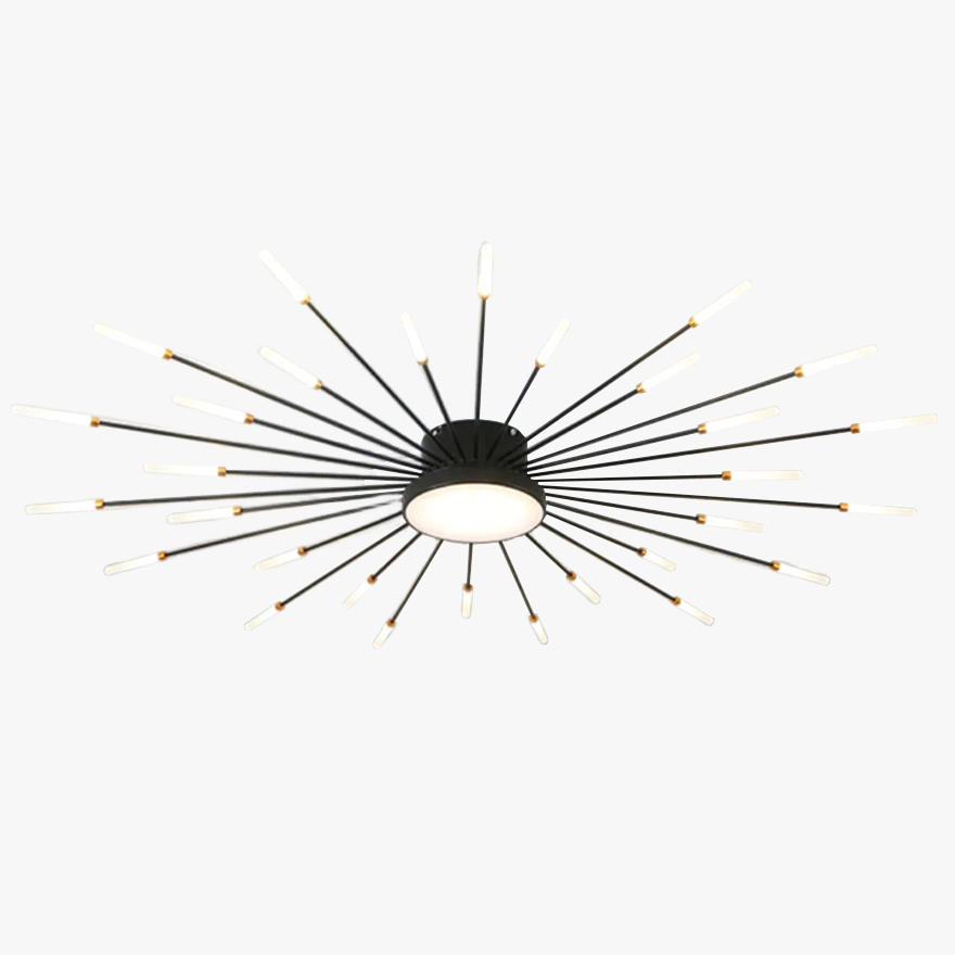 Modern Metal And Acrylic Radiographic Living Room Ceiling Light, Black/Gold