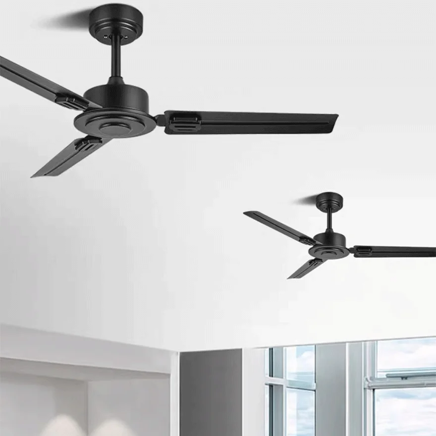 Industrial Metal And Acrylic Radiographic Study Room Ceiling Fan, Black