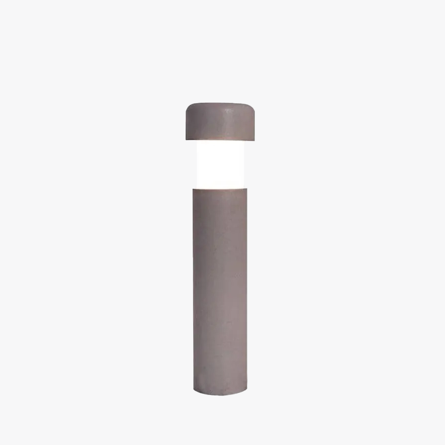 Minimalist Metal And Stone Cylindrical Terrace Outdoor Lamp, Gray