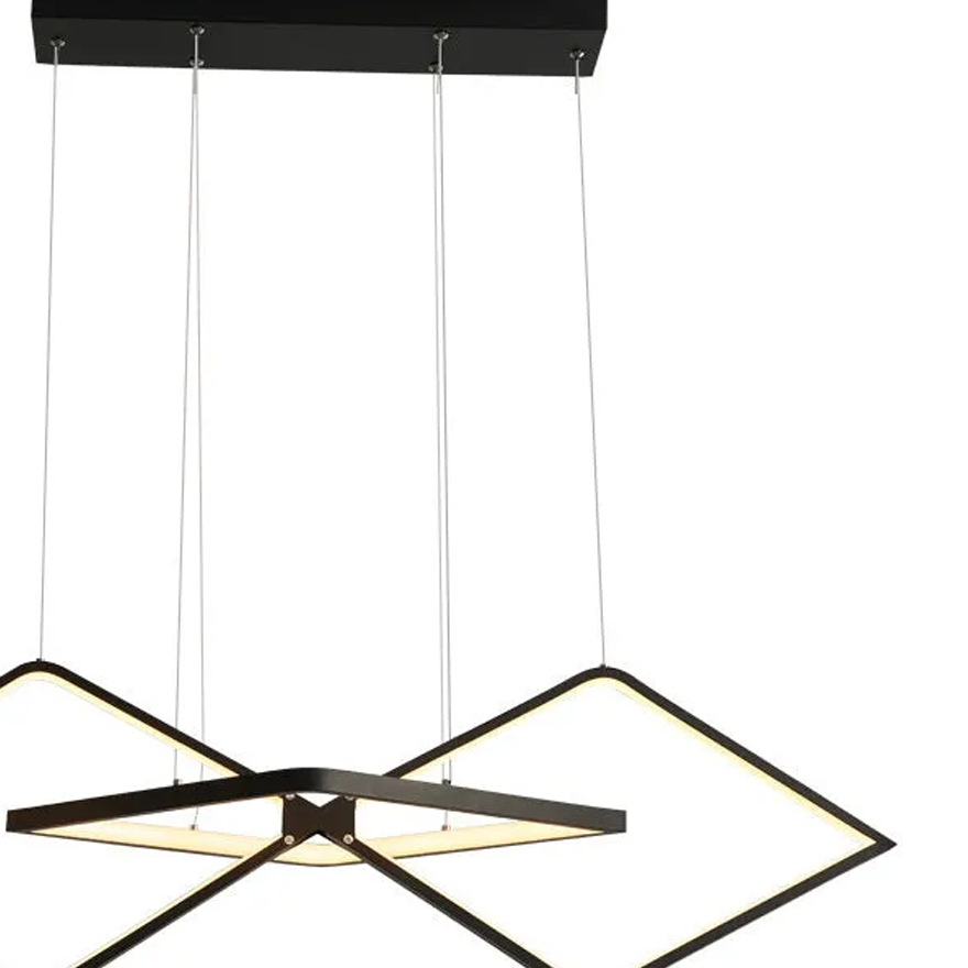 Modern Metal Geometric Dining Room Pendant Light, Black/Gold