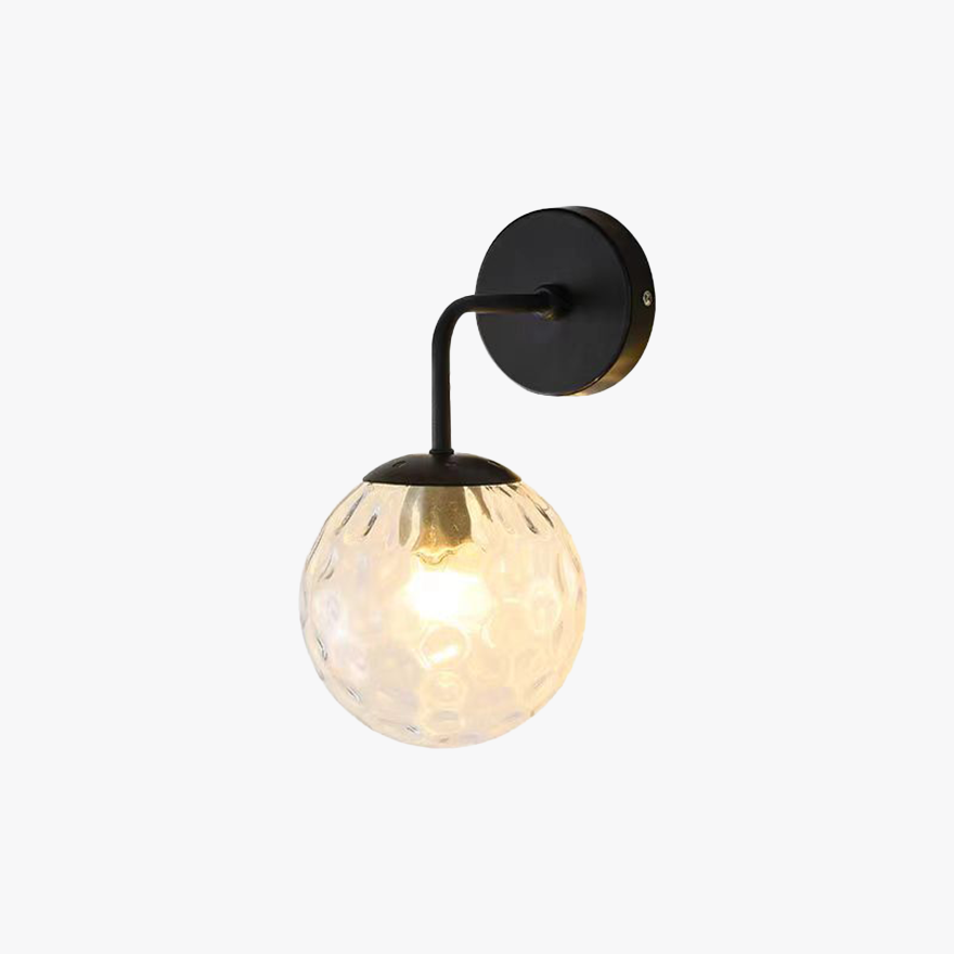 Classical Metal And Glass Globular Bedroom Wall Lamp, Black/Gold