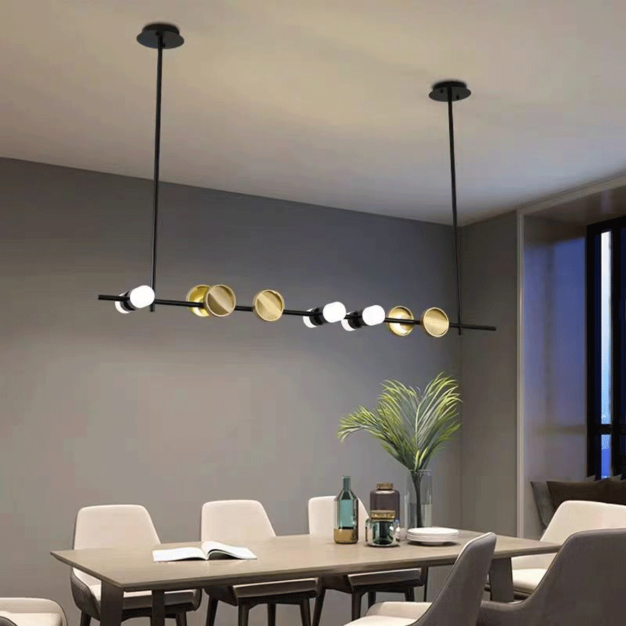 Modern Metal And Acrylic Strip Kitchen Island Pendant Light, Black