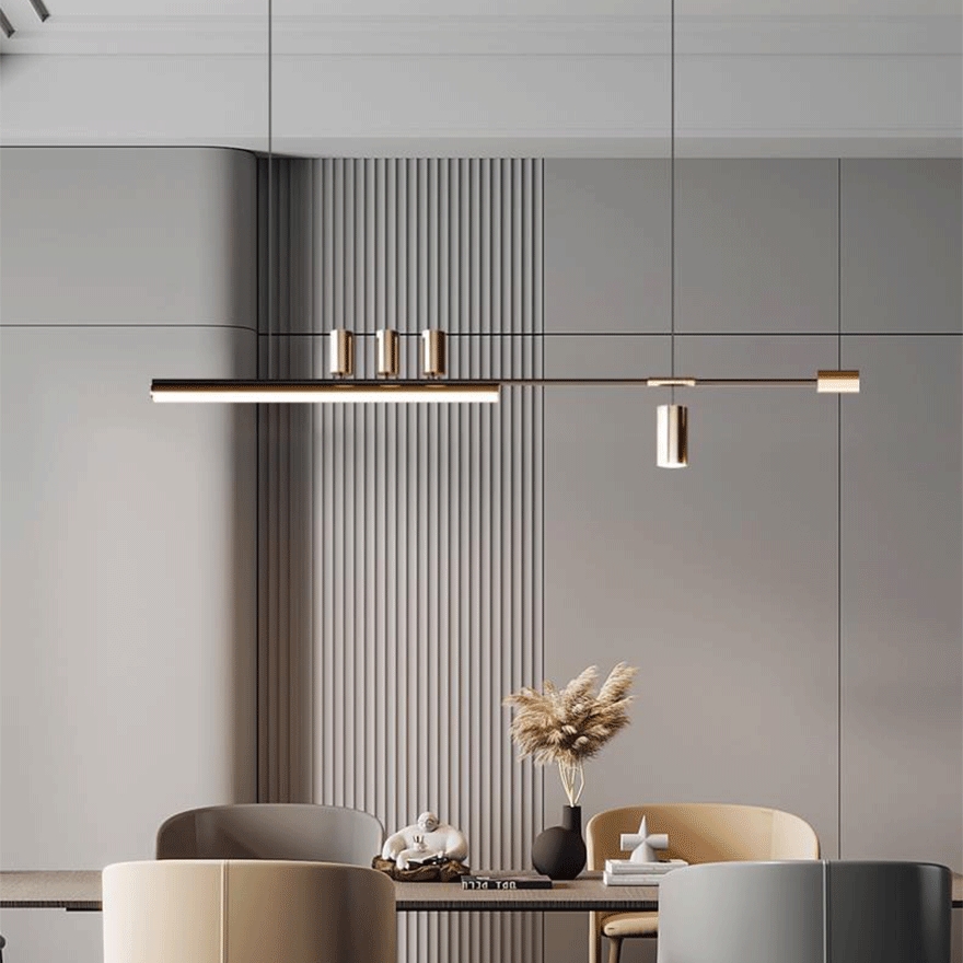 Modern Metal And Acylic Linear Kitchen Pendant Light, Black-Gold