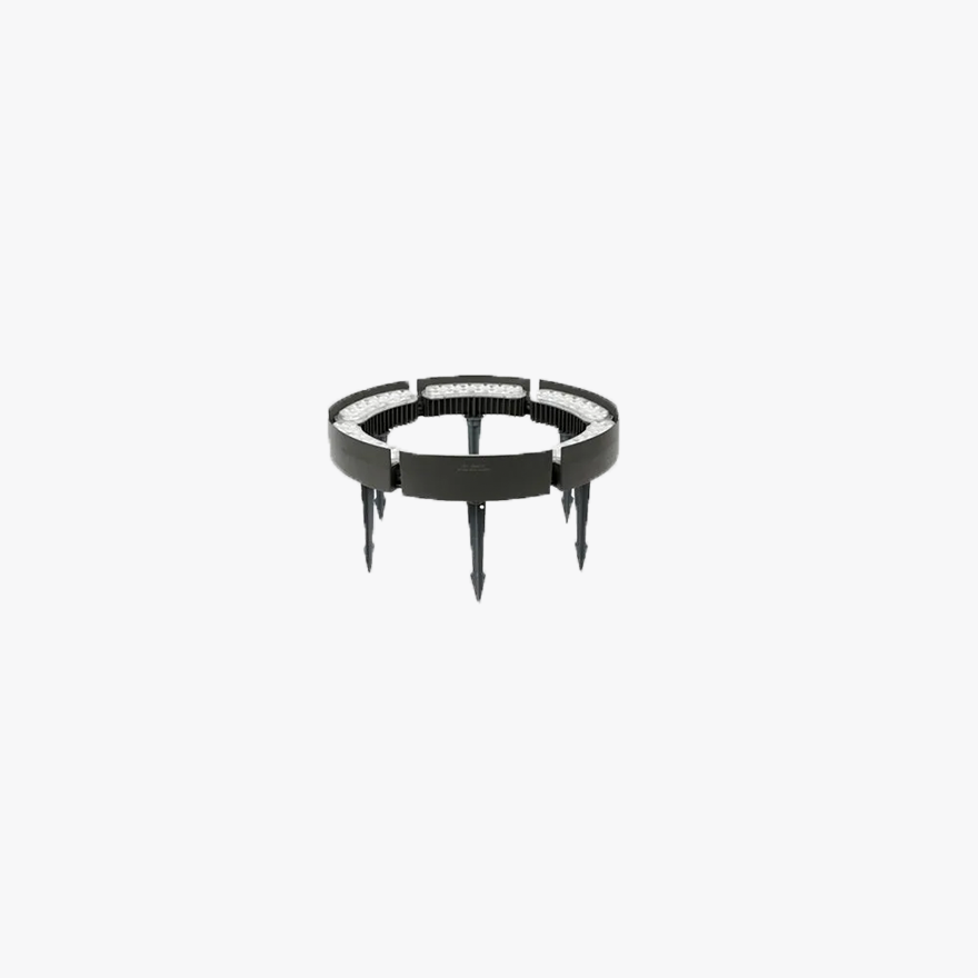 Modern Metal And Glass Ring Terrace Outdoor Pathway Light, Black