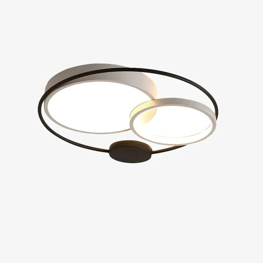 Unusual Acrylic Round Living Room Ceiling Light, Black White/Grey, Trichromatic Light